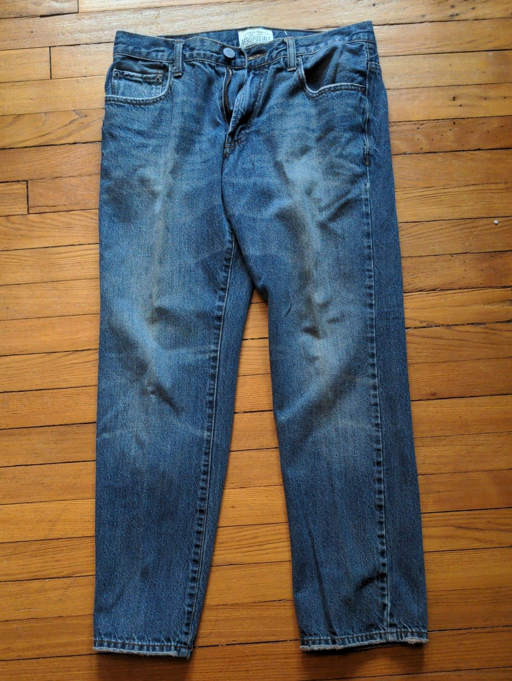 Aeropostale Men's Straight Jeans in Blue Denim, 32x30